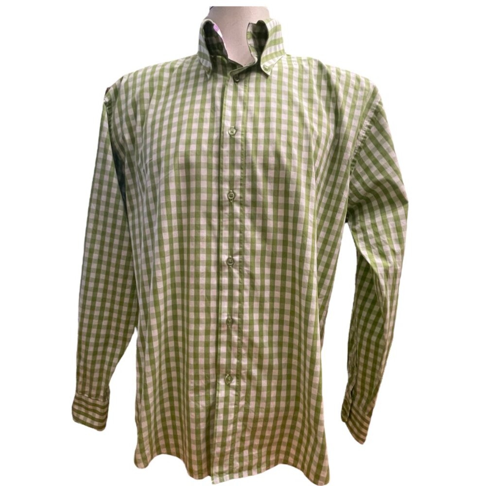 Kuhlman Green Gingham Check Shirt Mens Size 43 Large Cotton
